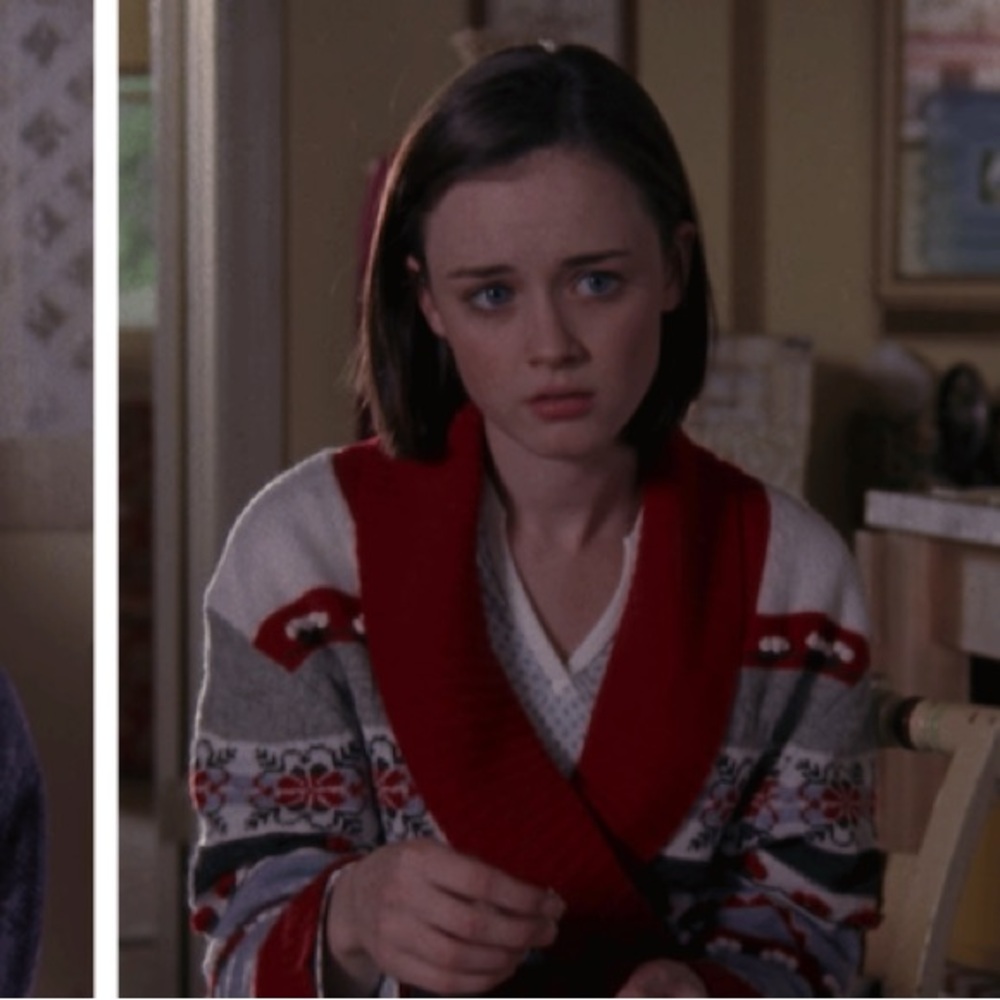 Women's Red and Gray Patterned Sweater ASO Gilmore Girls sold do not purchase